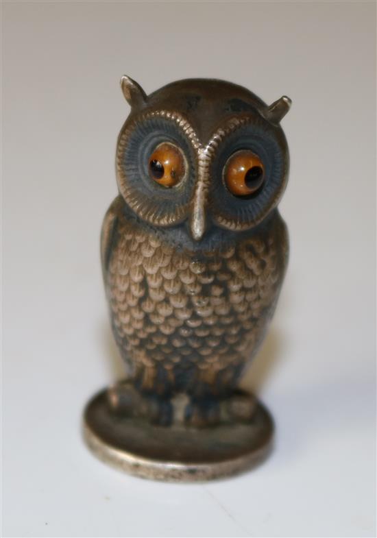 A Sampson Mordan silver model of an owl